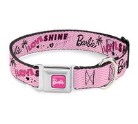 Mattel Collar para mascotas, collar de perro, hebilla de cinturón de seguridad de metal, Barbie Love Shine Bright Chevron a rayas, 15 a 24 pulgadas, 1.0 pulgadas de ancho