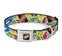 Mattel Collar para Mascotas, Collar de Perro, Hebilla de cinturón de Seguridad de Metal, Tarjetas UNO, Collage apilado, Multicolor, 15 a 24 Pulgadas, 1.0 Pulgadas de Ancho