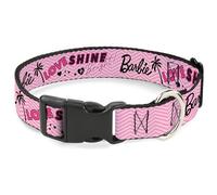 Mattel Collar para mascotas, collar de perro, hebilla de plástico, Barbie Love Shine Bright Chevron a rayas, rosa, 50 a 78 cm, 1.5 pulgadas de ancho