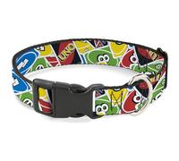 Mattel Collar para Mascotas, Collar de Perro, Hebilla de plástico, Collage apilado UNO Cards Multicolor, 7 a 8.5 Pulgadas, 0.5 Pulgadas de Ancho