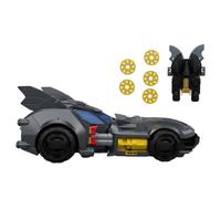 Mattel DC Premier Series Batmóvil, Vehículo emblemático de Batman | Coche combate crimen escala 15 cm con cañón Bat-Drone y misiles, diseño modular, puertos para vehículos y accesorios, JNP56