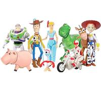 Mattel Disney and Pixar Toy Story Storytellers - Paquete de figuras, 9 figuras y vehículo, Woody Buzz Rex Forky Bo Peep Duke Caboom y motocicleta de juguete, equipo de carnaval