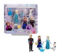 Mattel Disney Frozen Anna, Elsa, Kristoff y Olaf Set de 4 Mini muñecos | Incluye fuente y 3 accesorios de historias, inspirado en la película Disney Frozen, JJP89