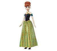 Mattel Disney Frozen Anna musical Muñeca que canta al presionar un botón, juguete +3 años, versión española (HMG43)