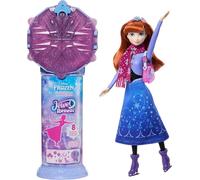 Mattel Disney Frozen Anna Patinadora Muñeca de Moda y Accesorios con 8 sorpresas, Incluido joyero con Forma de Copo de Nieve, Anillo para los peques y Piezas de Juego, JMC94