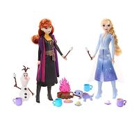 Mattel Disney Frozen Aventuras en el bosque, Pack de dos muñecas, dos figuras de amigos y 12 accesorios de acampada, juguete para niños y niñas +3 años (HPD52)