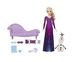 Mattel Disney Frozen Descanso de Elsa Muñeca con set de juego, Olaf y accesorios, juguete +3 años (HLX27)