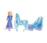 Mattel Disney Frozen El festival del invierno Elsa con Nook, Muñeca princesa rubia con vestido y zapatos, caballo y carruaje invernal e iridiscente, juguete regalo para niños y niñas +3 años, JBG56