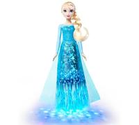 Mattel Disney Frozen Elsa cantarina con Efecto de luz Muñeca de la película, Canta “Let It Go” en 4 Idiomas, articulada con Atuendo Brillante emblemático, JNB95