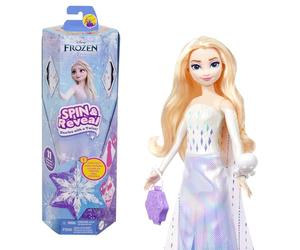 Mattel Disney Frozen Elsa Spin And Reveal Muñeca princesa que revela sorpresas y accesorios, juguete +3 años (HTG25)