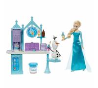 Mattel Disney Frozen Heladería de Elsa y Olaf Muñeca con set de juego de plastilina con accesorios, juguete +3 años (HMJ48)