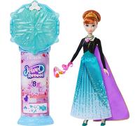 Mattel Disney Frozen Muñeca Anna de Moda y Accesorios con 8 sorpresas, Incluido un joyero con Forma de Copo de Nieve, un Anillo para los peques y 9 Piezas de Juego, Inspirada en la película, JJY37