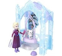 Mattel Disney Frozen Muñeca pequeña de Elsa y Conjunto de Juego Invernal con Animales, Figuras de Zorro y pájaro, tobogán y Accesorios, Escondite Helado de Animales de Elsa Storytime Stackers, JFG29