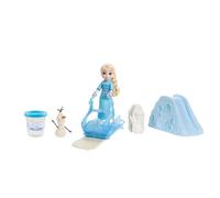 Mattel Muñeca Elsa Frozen (13,97 cm) con camisón, masa, molde Olaf y trineo JJP87