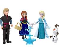 Mattel Disney Frozen, Pack de 4 muñecos pequeños con Anna, Elsa, Kristoff y Olaf, con 3 Accesorios para Contar Historias, inspirados en la película, JJP89