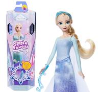 Mattel Disney Frozen Spin & Reveal Elsa Conjunto de muñeca de moda, con 11 sorpresas, incluidos 5 accesorios, 5 pegatinas y una escena de juego, inspirado en la película de Disney, JBG59