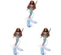 Mattel Disney “La Sirenita” Ariel Muñeca Sirena con Cola Iridiscente, Abalorios para el Pelo y Soporte para la muñeca, para niños y niñas +6 años, HFN42 (Paquete de 3)