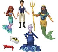 Mattel Disney La Sirenita Minis Pack de 4 muñecos pequeños con mascotas y accesorios, juguete +3 años (HLX19)