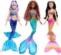 Mattel Disney La Sirenita Pack 3 hermanas Muñecas sirenas con pelo largo, juguete +3 años (HND29)