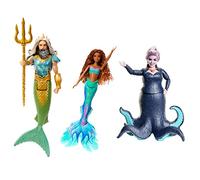 Mattel Disney La Sirenita , Pack de 3 muñecas de colección, Ariel + Ursula + Rey Tritón, regalo para niños y niñas +3 años, HND28