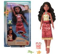 Mattel Disney Moana 2 Toys, muñeca de Moda Tautai Moana de natación con 2 Accesorios, corpiño Que Cambia de Color y piernas pateadas, Inspirada en la película
