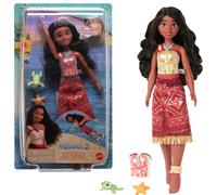 Mattel Disney Moana 2 Toys, muñeca de Moda Tautai Moana de natación con 2 Accesorios, corpiño Que Cambia de Color y piernas pateadas, Inspirada en la película