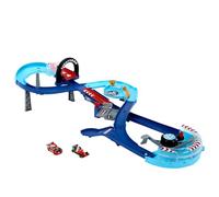 Mattel Disney Pixar Cars Global Racers Cup Pista de salto GRC, Pista para coches de juguete con vehículos Rayo McQueen y Francesco Bernoulli, regalo para niños y niñas +4 años, HXJ32