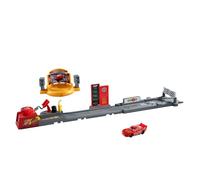 Mattel Disney Pixar Cars Pista de acrobacias y saltos Copa Pistón Conjunto de juego con vehículo de Rayo McQueen, más de 50,8cm de largo, dos formas de jugar, JDJ02