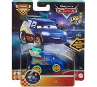 Mattel Disney Pixar Cars Vehículo de Juguete con Luces a Escala 1:55, presiona para iniciar 1 de Las 4 secuencias de Luces de Colores (los Estilos Pueden Variar), JMT42