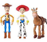 Mattel Disney Pixar Storytellers Toy Story - Paquete de 3 Figuras de Woody, Jessie y Bullseye, auténticas Figuras posables de 4 Pulgadas, coleccionables de Personajes Clave