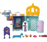 Mattel Disney Princesas Castillo de Jasmine Conjunto apilable de casa de muñecas con muñeca pequeña, dos amigos y ocho piezas, juguetes inspirados en la película Aladdín de Disney, JDP56