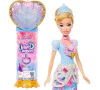 Mattel Disney Princesas Muñeca Cenicienta de Moda y Accesorios con 8 sorpresas, Incluido el joyero con Forma de corazón, el Anillo para los peques y 9 Piezas de Juego, Inspirada en la película, JHL50