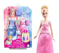 Mattel Disney Princesas, muñeca de moda Historias de Cenicienta 2 en 1 con 2 looks, 9 accesorios, 2 corpiños encajables y 2 faldas inspirada en la película de Disney, JCR95
