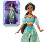 Mattel Disney Princess Jasmine Muñeca Brillante | Muñeca de moda articulada con conjunto extraíble, zapatos, collar, pendientes y pelo largo, inspirada en la película, JMP63