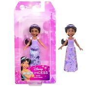 Mattel Disney Princess Jasmine - Muñeca pequeña posable, figura coleccionable de 3.5 pulgadas en traje morado brillante, inspirada en la película Aladdin
