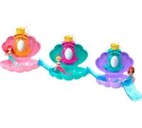 Mattel Disney Princess Mermaid Bath Surprise Muñecas pequeñas y accesorios en juegos de concha con toboganes, inspirados en películas de Disney
