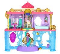 Mattel Disney Princess Minis Castillo de Ariel Casa de muñecas La Sirenita 2 pisos con figura, muebles y accesorios, juguete +3 años (HLW95)