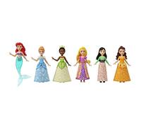 Mattel Disney Princess Minis Pack 6 mini muñecas princesas con set de tazas y tetera, incluye a Tiana, Cenicienta, Mulán, Bella, Rapunzel y Ariel sirena, juguete +3 años (JCR91)