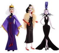 Mattel Disney Princess Pack con las 3 villanas más famosas de las películas clásicas, Malefica, Cruela de Vil, Yzma, juguete +4 años (HRF56)
