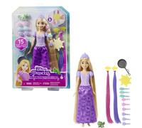 Mattel Disney Princess Rapunzel peinados mágicos Muñeca princesa con extensiones y accesorios para el pelo, juguete +3 años (HLW18)