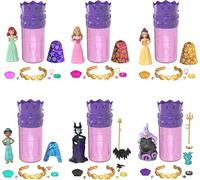 Mattel Disney Princess Toys, pequeña Sorpresa de muñeca, revelación de Colores Reales, 6 sorpresas Incluyendo muñeca, Pulsera y 4 Piezas, Princesa o Villano (muñecas Pueden Variar)