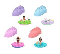 Mattel Disney Vaiana Conjunto Sorpresa en la Concha del mar con minimuñeca o figuritas de Animales, Arena moldeable y 3 Accesorios, Inspirado en la película (los Personajes Pueden Variar), JJV43
