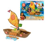 Mattel Conjunto de juego Canoa oceánica Vaiana JLN22 – 5 áreas, 9 accesorios, figura Heihei