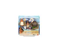 Mattel Disney Vaiana Pack de 3 muñecos pequeños con Vaiana, Maui el semidiós y la Abuela Tala, además del Cerdo Pua, una Figura de Cangrejo y 2 Accesorios, inspirados en la película, JLN21