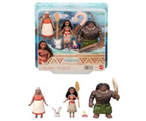 Mattel Disney Vaiana Set de 3 Muñecas Pequeñas y Accesorios | Muñecas articuladas pequeñas: Vaiana, Maui el semidiós y Abuela Tala, con Pua el cerdito, cangrejo y 2 accesorios, JLN21