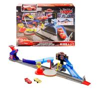 Mattel Disney y Pixar Cars Conjunto de Juego y Coches, Rayo Mcqueen burlón y Coche aplastado Conjunto de Juego de Pista de Carreras acrobáticas Copa Pistón, JHL42