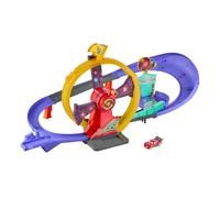 Mattel Disney y Pixar Cars Race to Celebrate Celebration Raceway | Pista con Rayo McQueen luminoso, looping y lanzador, JMT57
