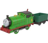 Mattel Fisher-Price Thomas y sus Amigos Percy clásico Tren de juguete motorizado, locomotora con pilas y vagón de carga, narración de historias para niños y niñas en edad preescolar, JGF94