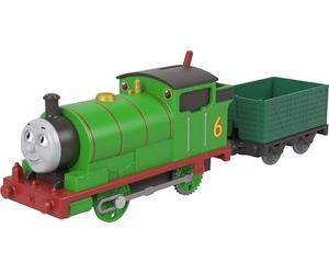 Mattel Fisher-Price Thomas y sus Amigos Percy clásico Tren de juguete motorizado, locomotora con pilas y vagón de carga, narración de historias para niños y niñas en edad preescolar, JGF94