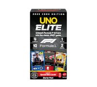 Mattel Games Elite Formula 1 Edición principal 2025, pack de iniciación, juego de cartas con 4 packs de propulsores y 2 cartas promocionales, para niños, niñas, fans, familias, noches de juegos, JLV42